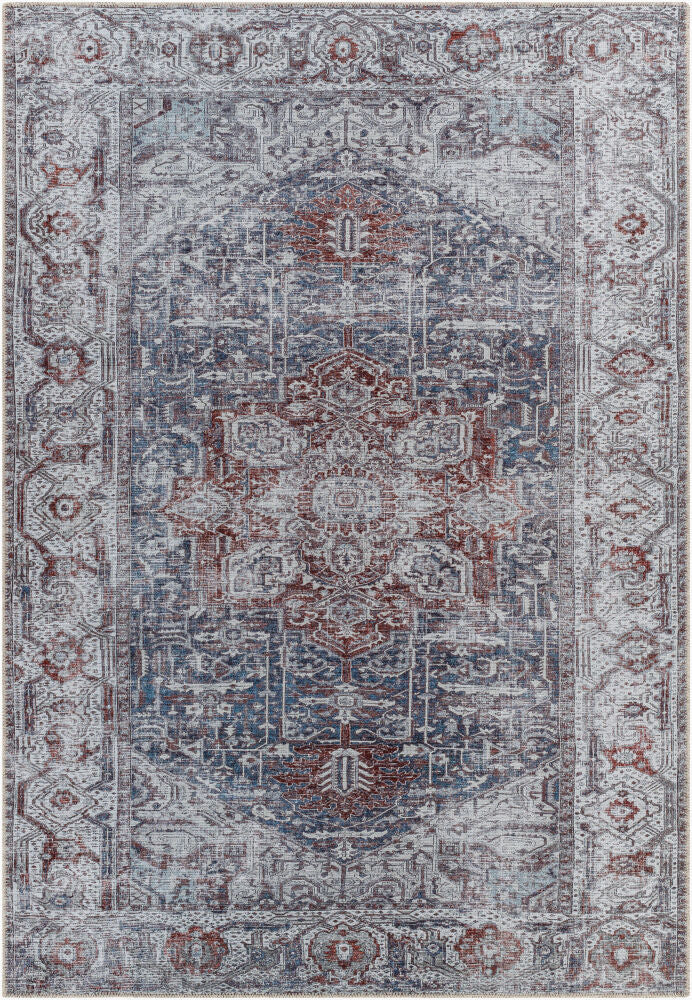 Amelie Machine Woven Rug — Burgundy/Dark Blue