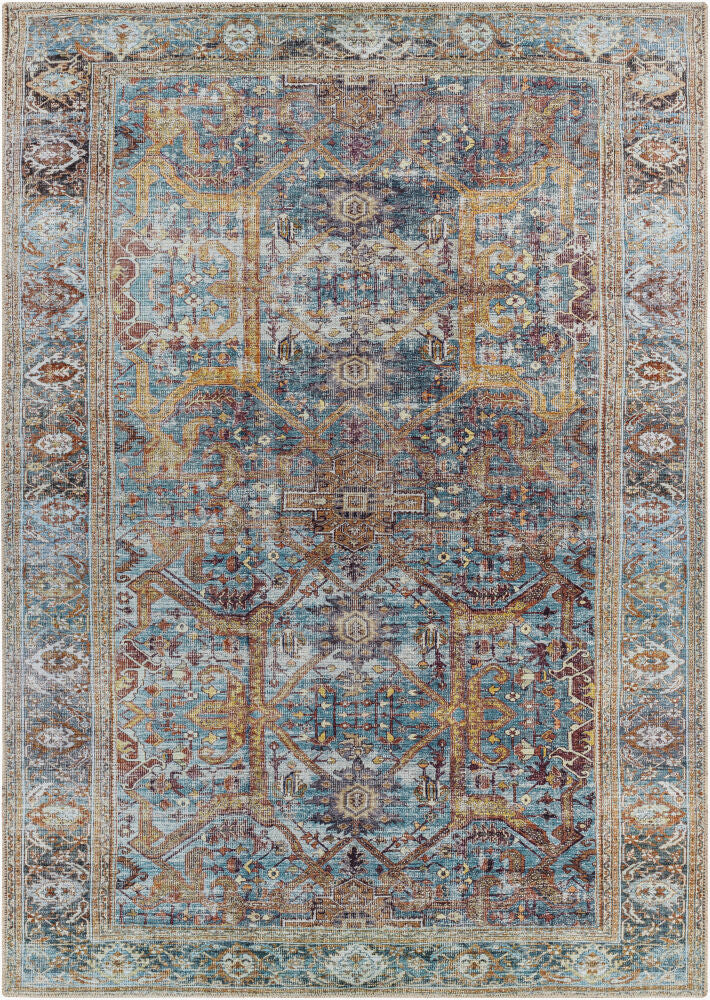 Amelie Machine Woven Rug — Aqua/Black