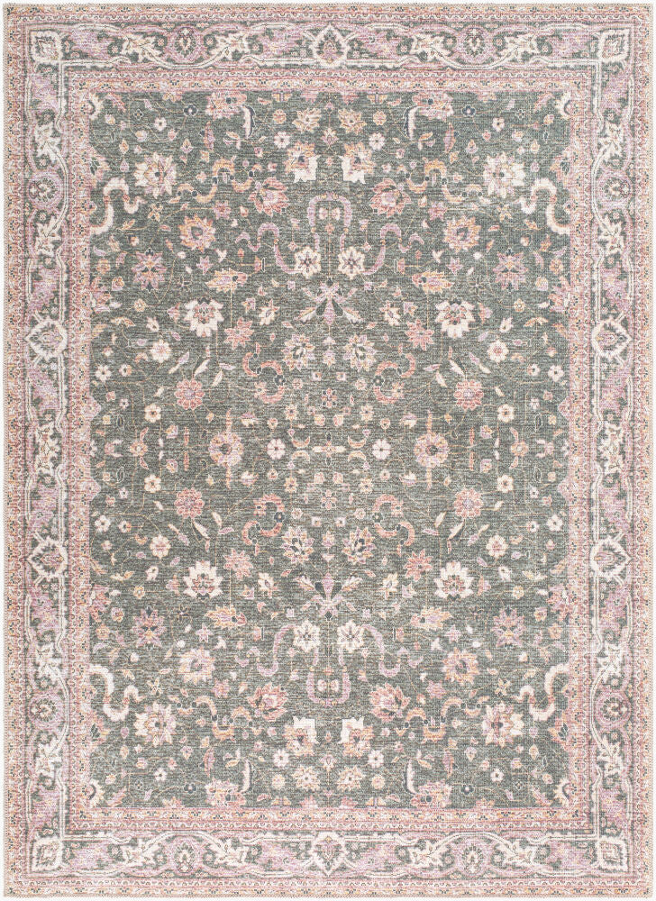 Amelie Machine Woven Rug — Cream/Dark Green