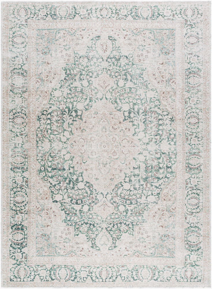Amelie Machine Woven Rug — Cream/Medium Green