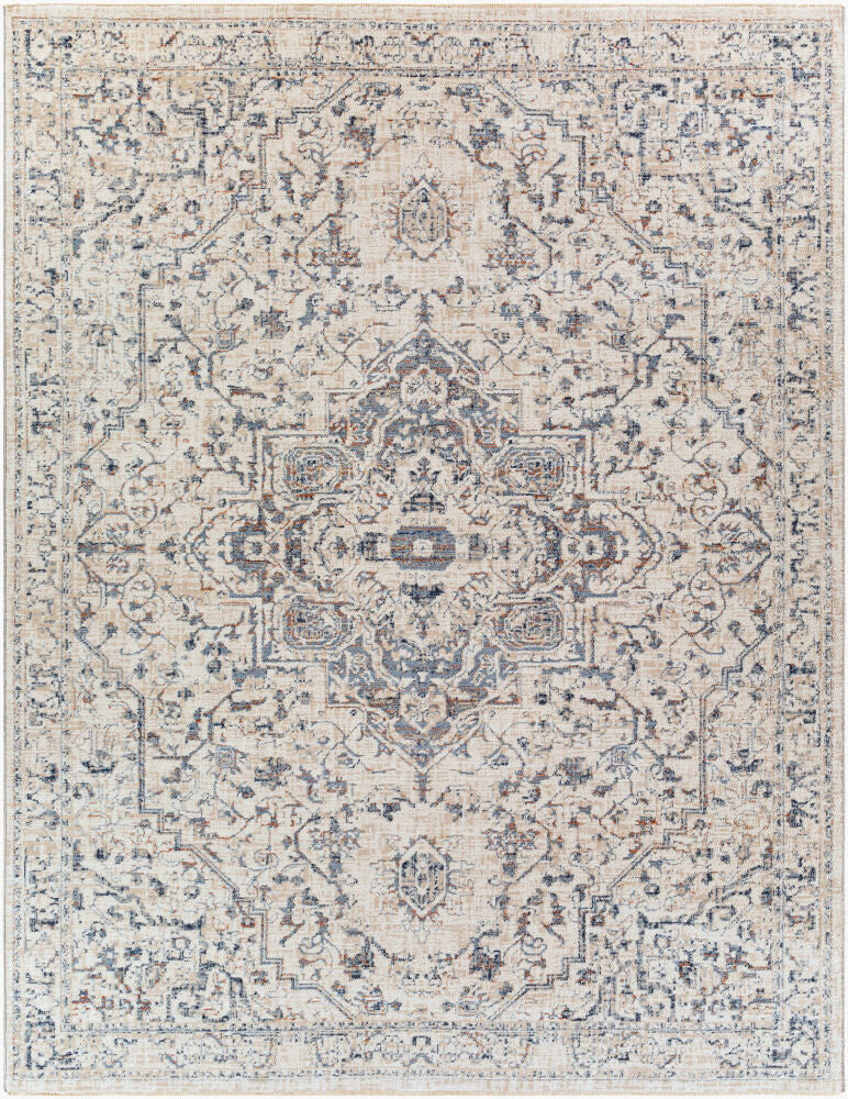 Amore Machine Woven Rug — Cream/Dark Blue Livabliss Area Rug