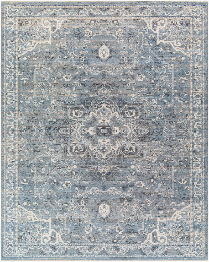 Amore Machine Woven Rug — Cream/Dark Blue Livabliss Area Rug