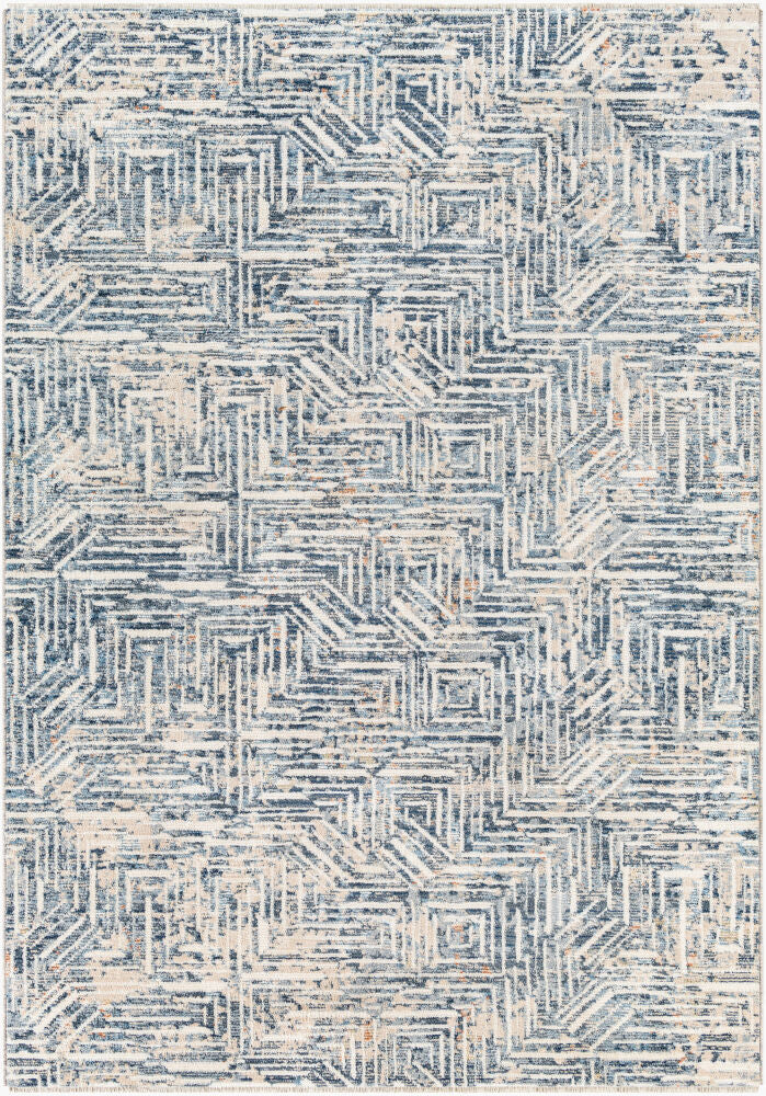 Amore Machine Woven Rug — Beige/Dark Blue Livabliss Runner Rug