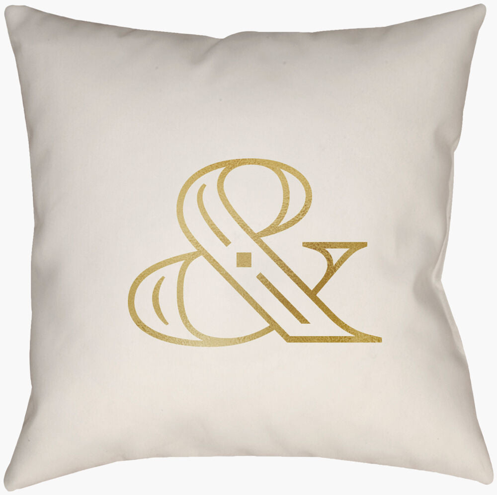 Ampersand Accent Pillow — Ivory/Metallic Gold Livabliss Throw Pillow