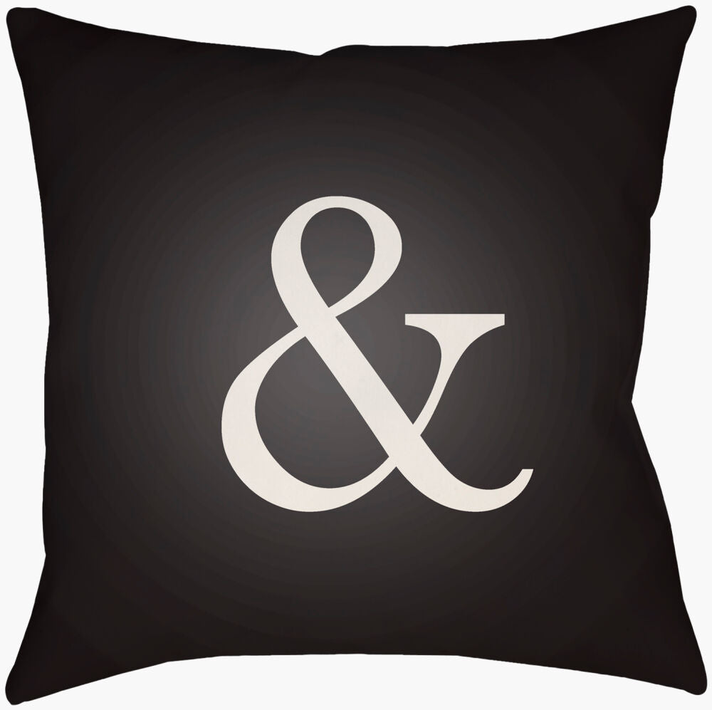 Ampersand Accent Pillow — Black/Ivory Livabliss Throw Pillow