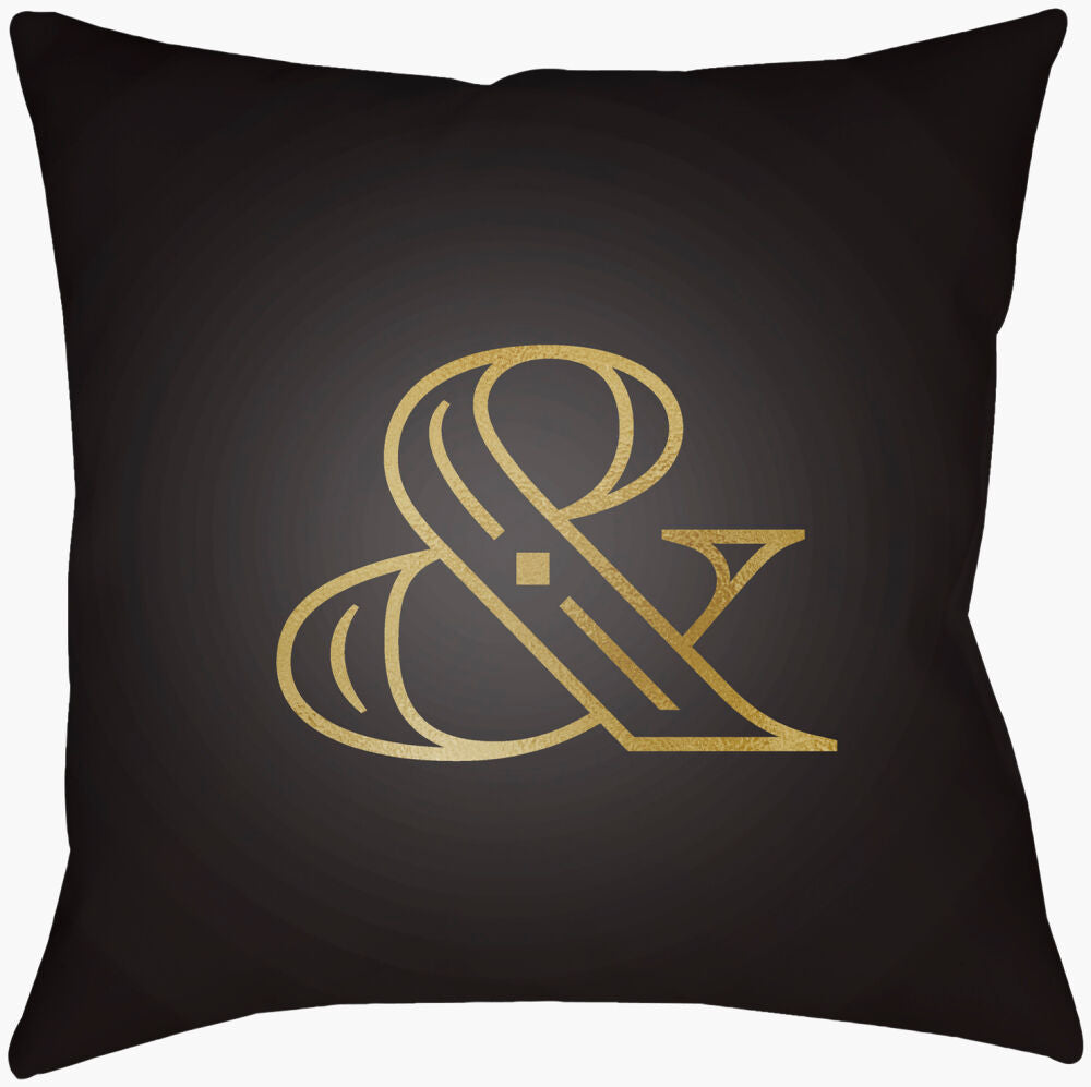 Ampersand Lumbar Pillow — Black/Metallic Gold Livabliss Throw Pillow