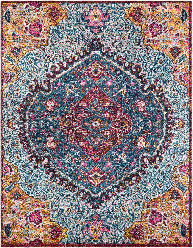 Anika Machine Woven Rug — Aqua/Black
