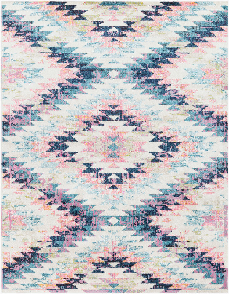 Anika Machine Woven Rug — Aqua/Black Livabliss Area Rug