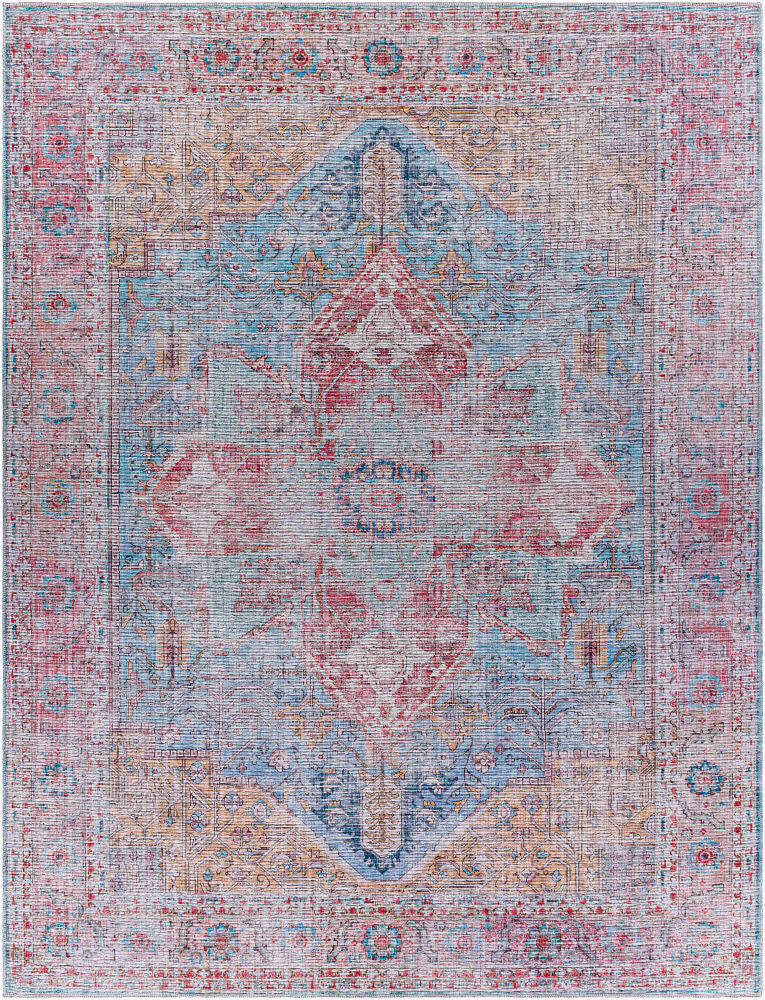 Atlanta Machine Woven Rug — Aqua/Dark Blue Livabliss Runner Rug