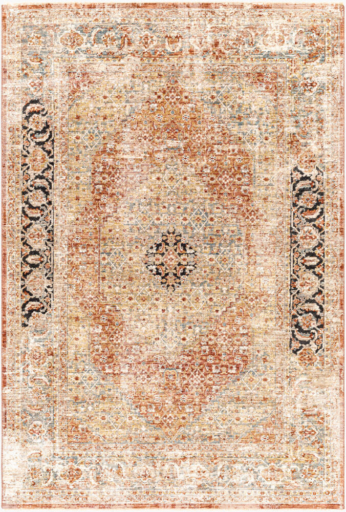 Aspendos Machine Woven Rug — Black/Burgandy Livabliss Area Rug