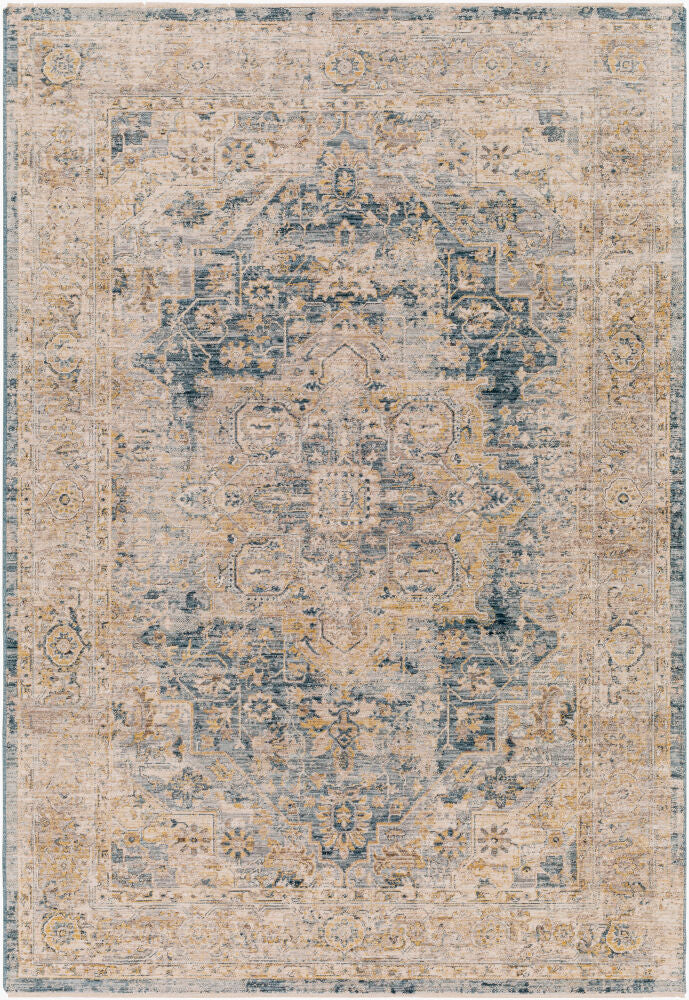 Aspendos Machine Woven Rug — Black/Deep Teal Livabliss Area Rug