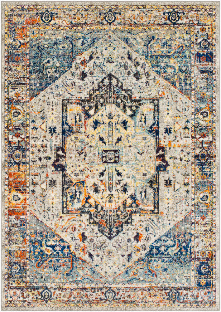 Ararat Machine Woven Rug — Aqua/Black Livabliss Area Rug