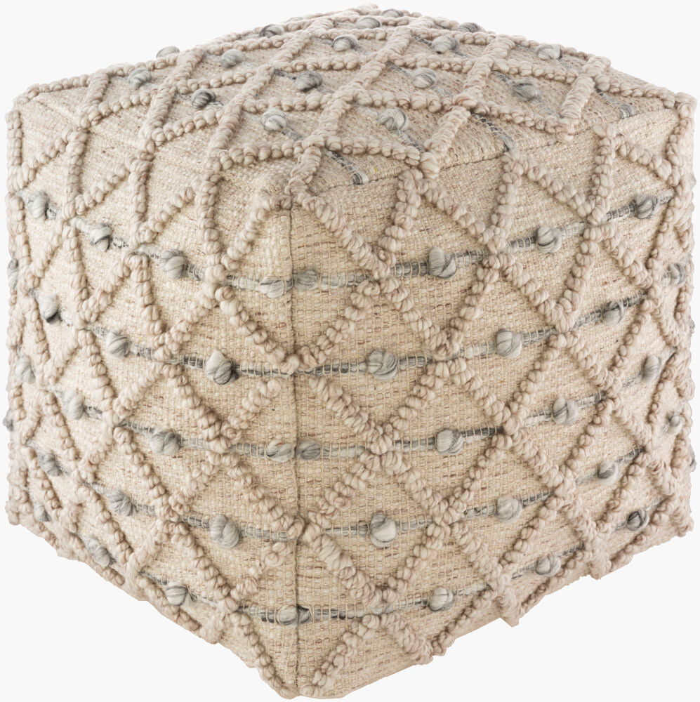 Anders Pouf — Charcoal/Light Beige Livabliss Pouf