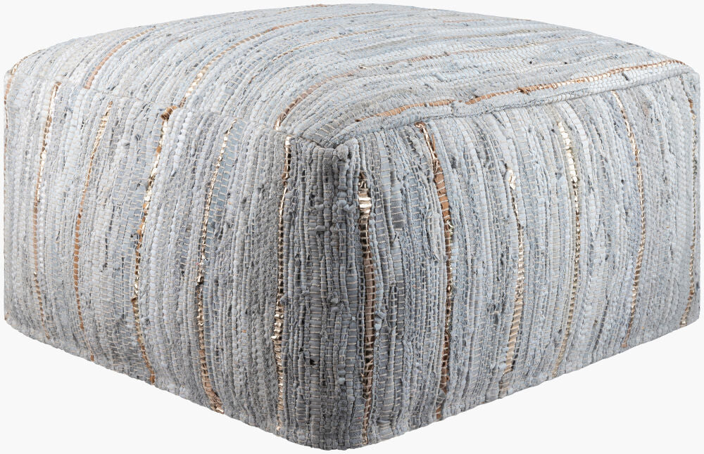 Anthracite Pouf — Ivory/Metallic Gold Livabliss Pouf
