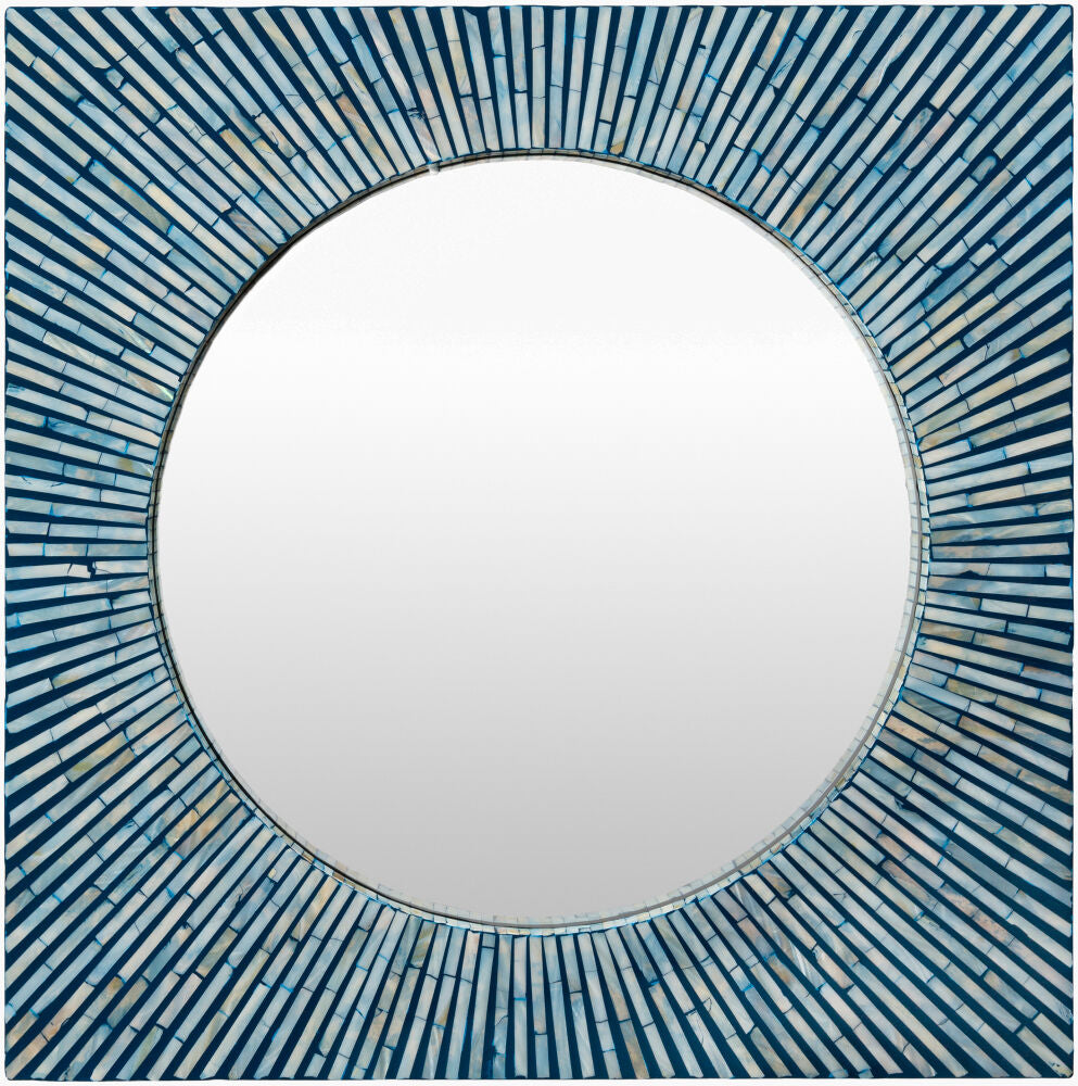 Avondale Accent Mirror — Ivory,Blue Livabliss Wall Mirror