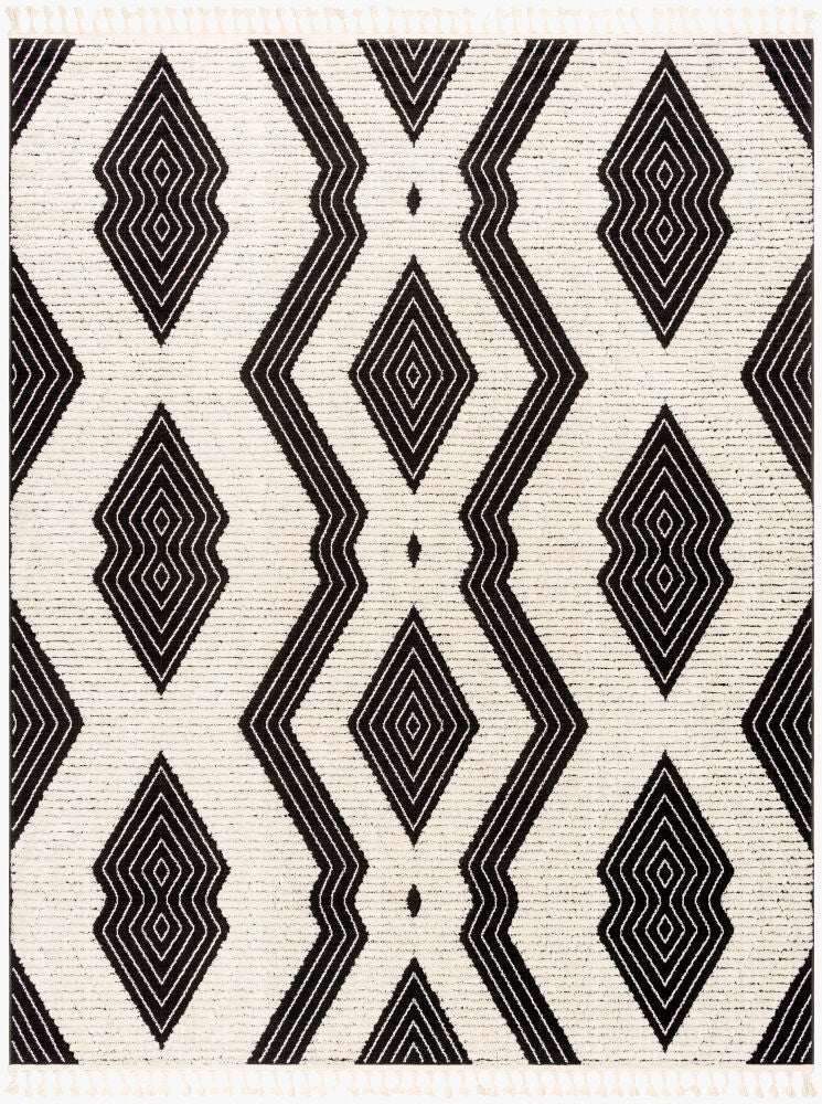 Azilal Machine Woven Rug — Black/Ivory Livabliss Area Rug