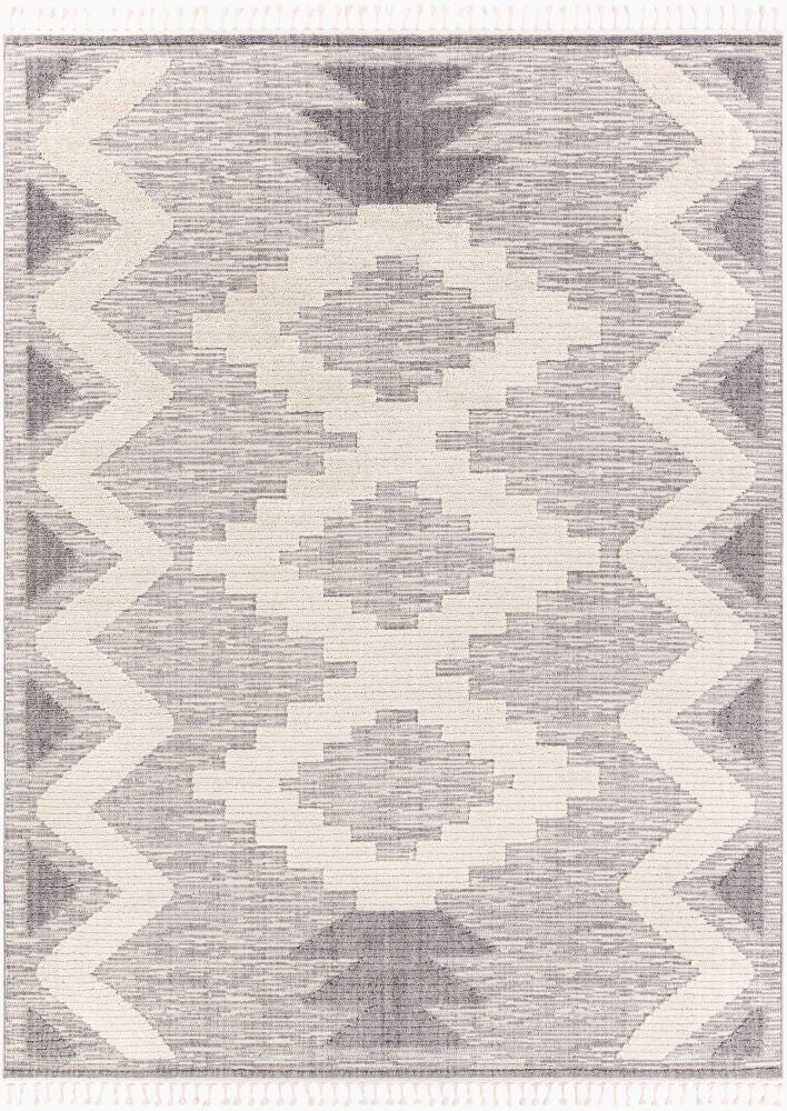 Azilal Machine Woven Rug — Gray/Ivory Livabliss Area Rug