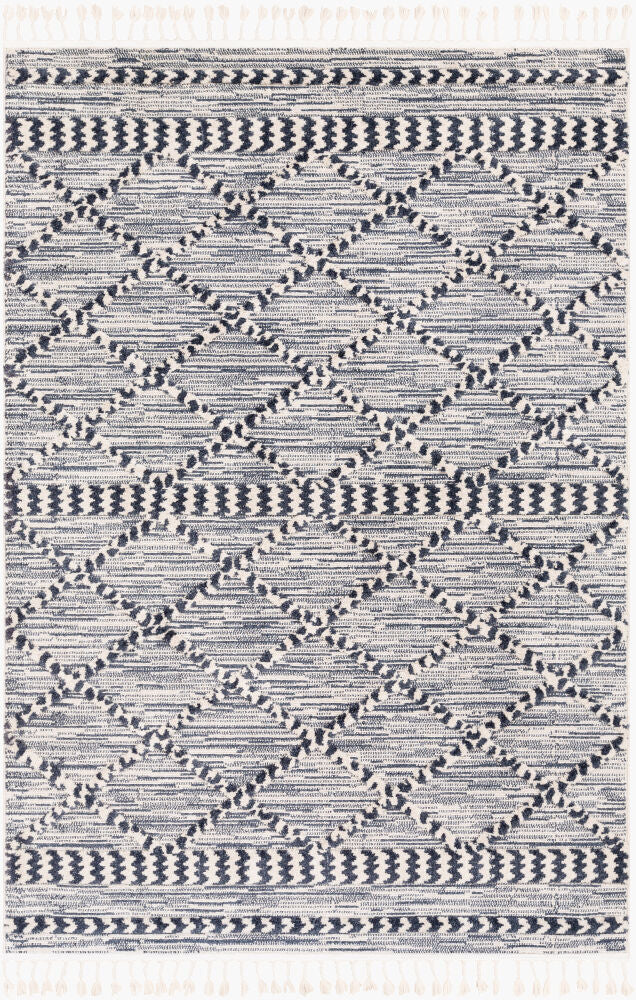 Azilal Machine Woven Rug — Dark Blue/Ivory Livabliss Area Rug