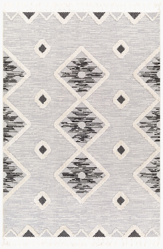 Azilal Machine Woven Rug — Black/Gray Livabliss Runner Rug