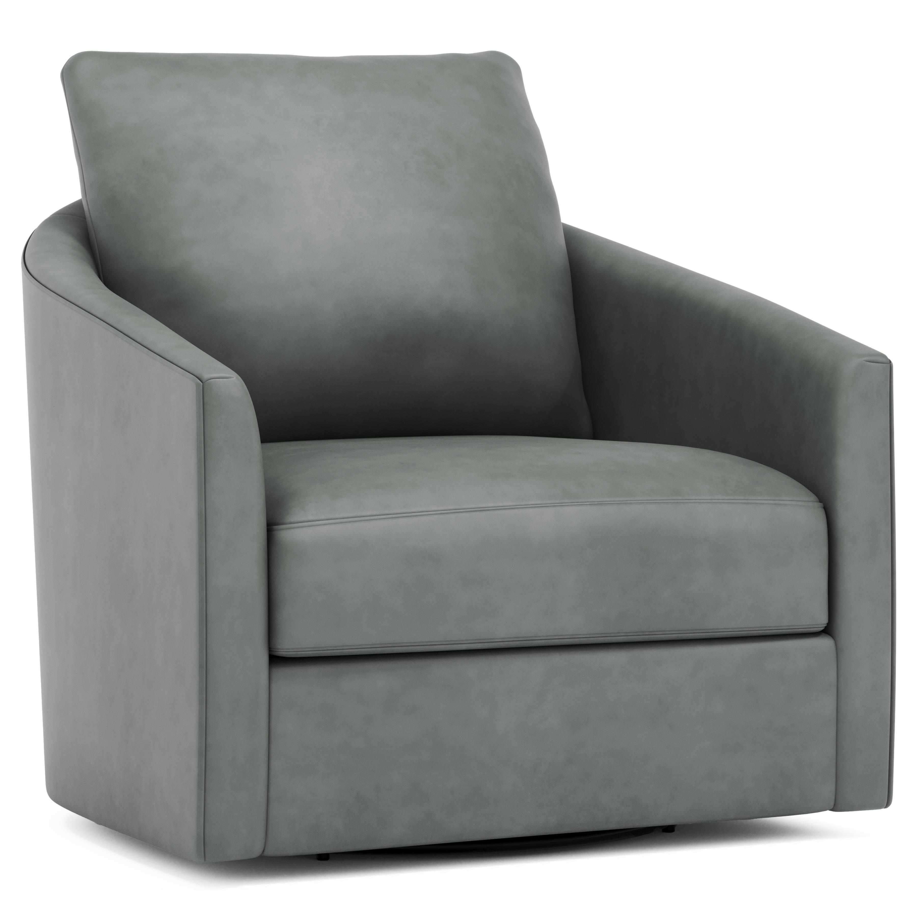 Bernhardt Astoria Leather Swivel Chair — Barrel Back Ease Bernhardt Accent Chair
