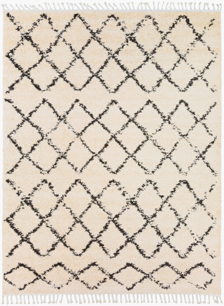 Berber Shag Machine Woven Rug — Charcoal/Light Beige