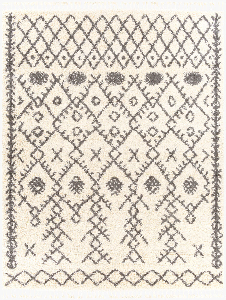 Berber Shag Machine Woven Rug — Charcoal/Light Beige
