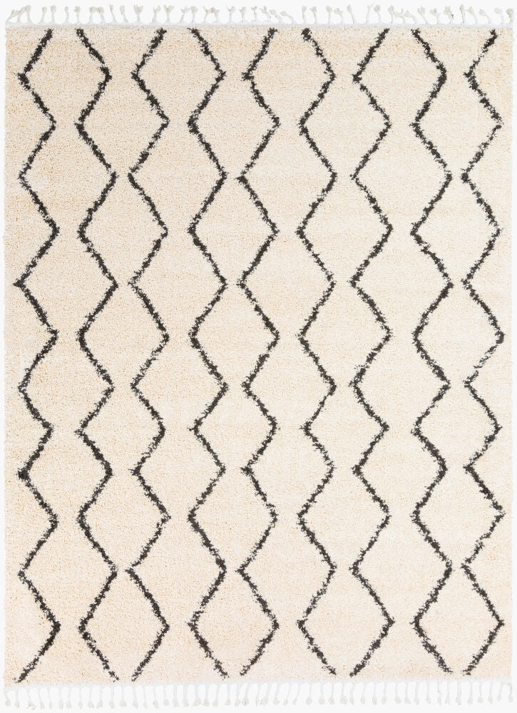 Berber Shag Machine Woven Rug — Charcoal/Light Beige