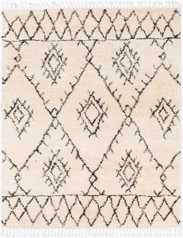 Berber Shag Machine Woven Rug — Charcoal/Light Beige