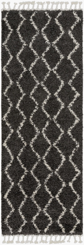 Berber Shag Machine Woven Rug — Charcoal/Light Beige