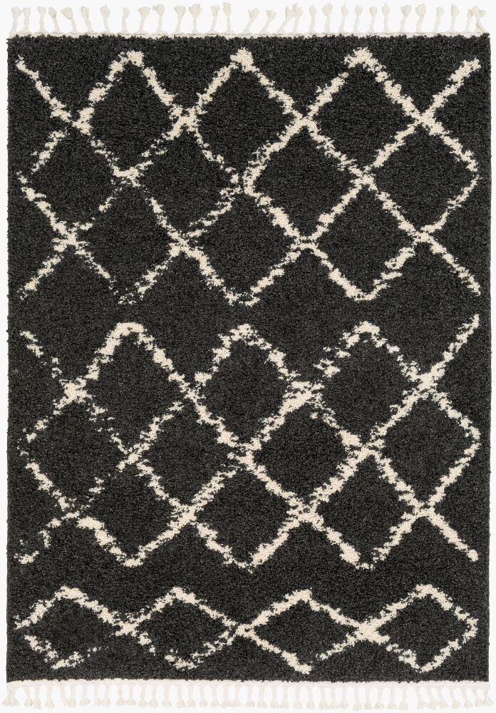 Berber Shag Machine Woven Rug — Charcoal/Light Beige