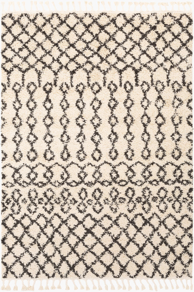 Berber Shag Machine Woven Rug — Charcoal/Light Beige