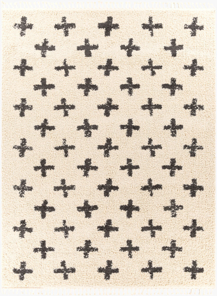 Berber Shag Machine Woven Rug — Charcoal/Light Beige