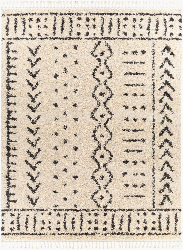 Berber Shag Machine Woven Rug — Charcoal/Light Beige