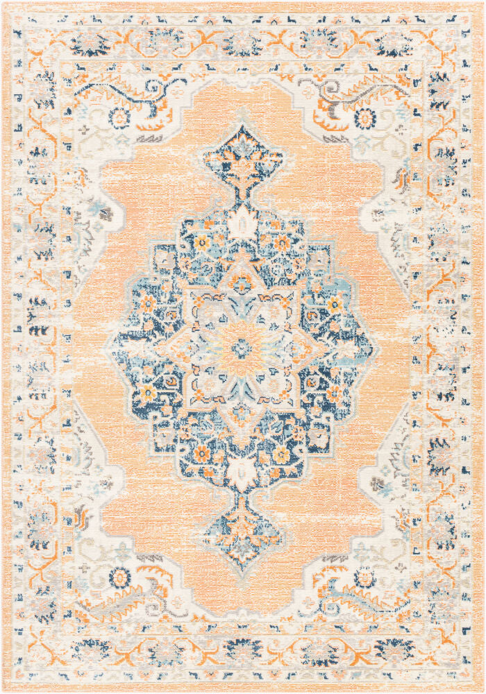 Bodrum Machine Woven Rug — Aqua/Cream
