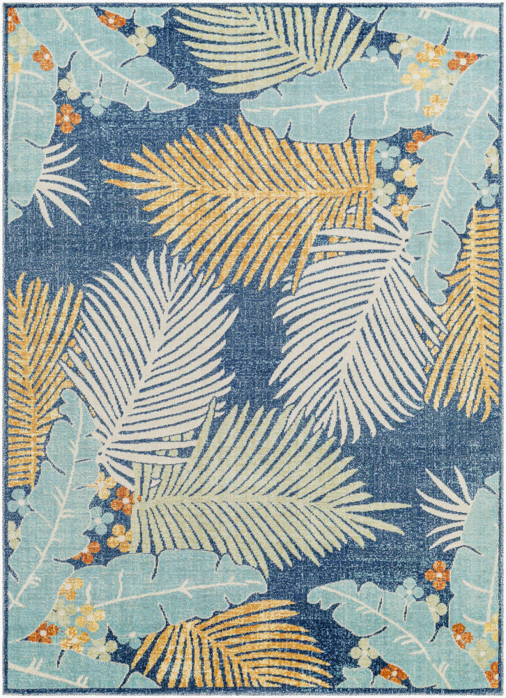 Bodrum Machine Woven Rug — Blue/Dark Blue