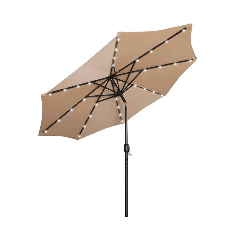 Kona 9ft Market Umbrella with Solar LED Lights Beige Seahawk Designs Patio Umbrellas