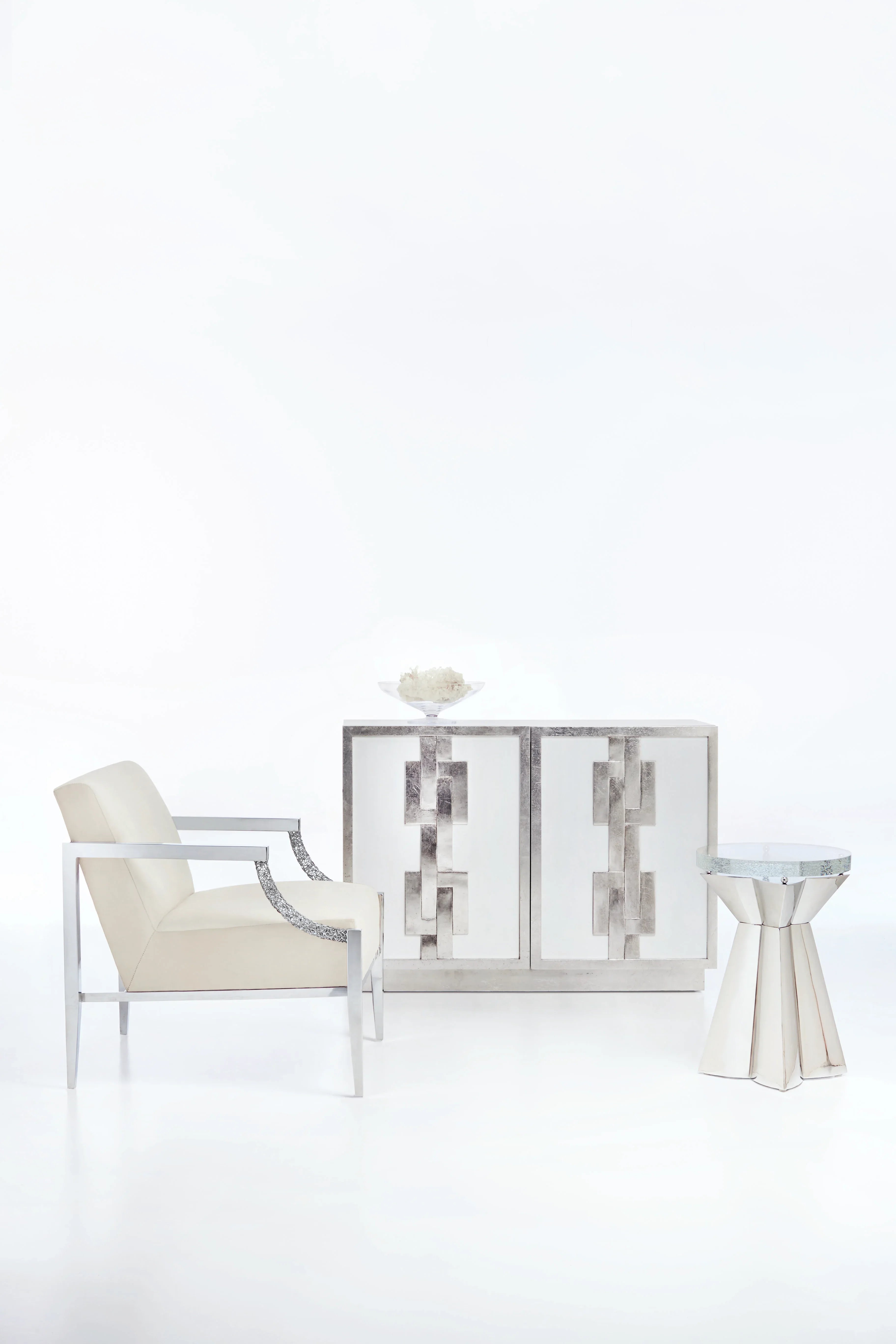Bernhardt Anika Accent Table — Bubble Glass on Polished Steel Bernhardt End Table
