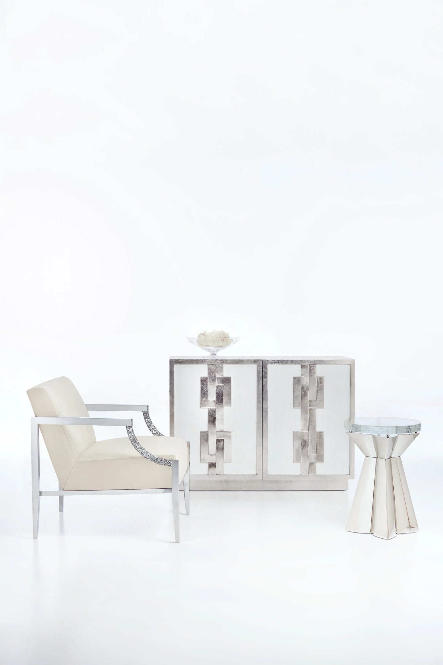 Bernhardt Anika Accent Table — Bubble Glass on Polished Steel Bernhardt End Table
