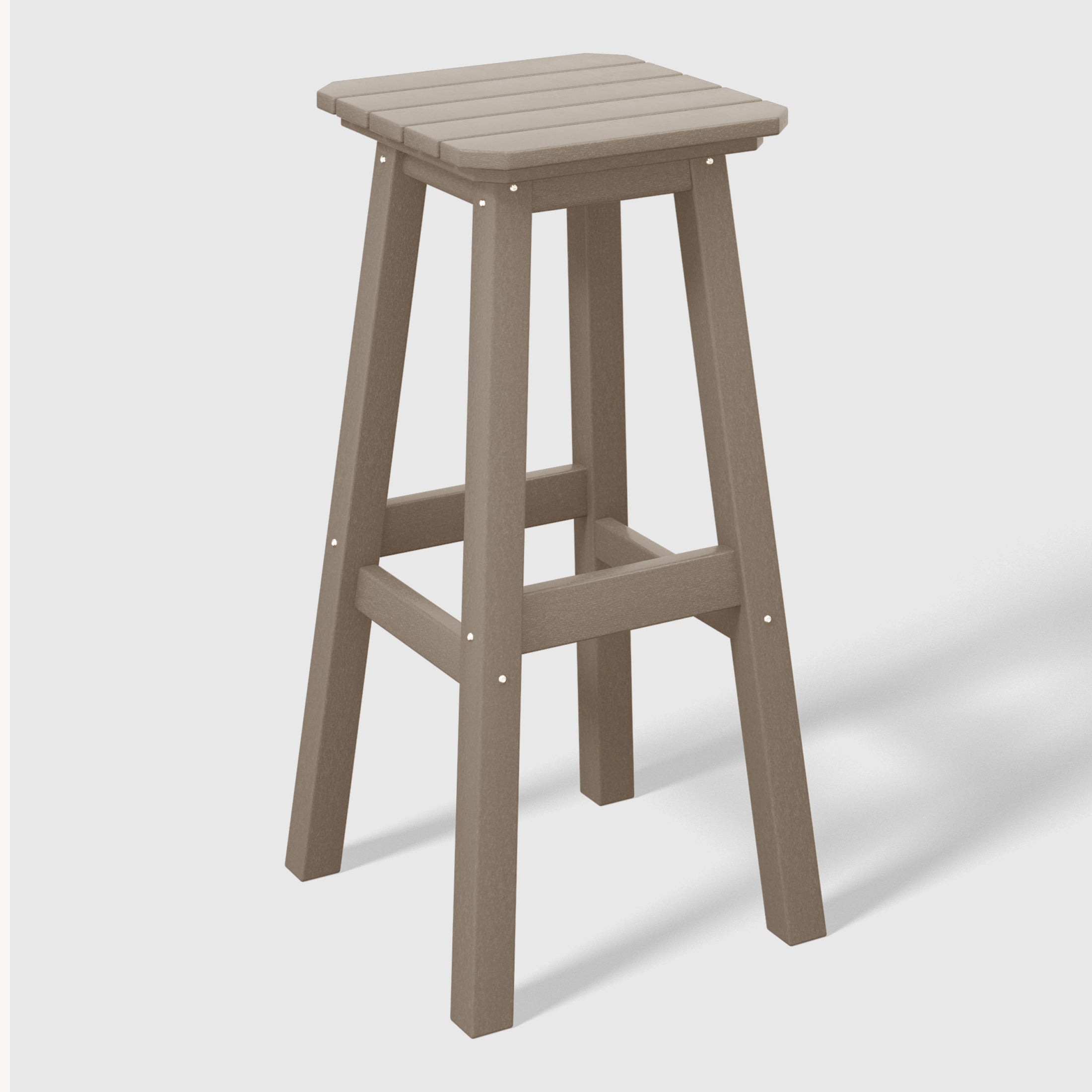Stockholm All-Weather Outdoor Square Bar Stool (29" Height) Weathered Wood Seahawk Designs Patio Bar & Counter Stools