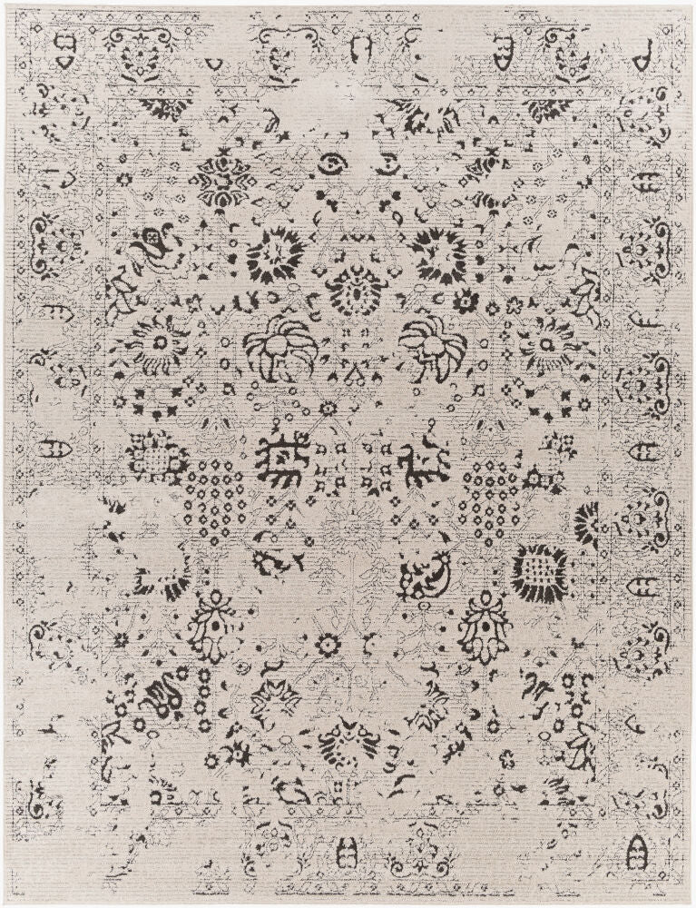 Bahar Machine Woven Rug — Charcoal/Light Beige