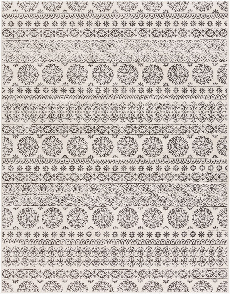 Bahar Machine Woven Rug — Charcoal/Light Beige