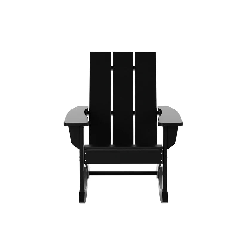 Malibu Modern All-Weather Outdoor Rocking Adirondack Chair Black Seahawk Designs Patio Rocking Chairs