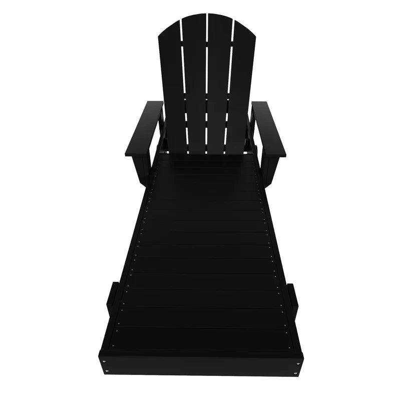 Chatham All-Weather Outdoor Adirondack Reclining Sun Lounger With Arms Rests & Wheels Black Seahawk Designs Patio Chaise Lounges