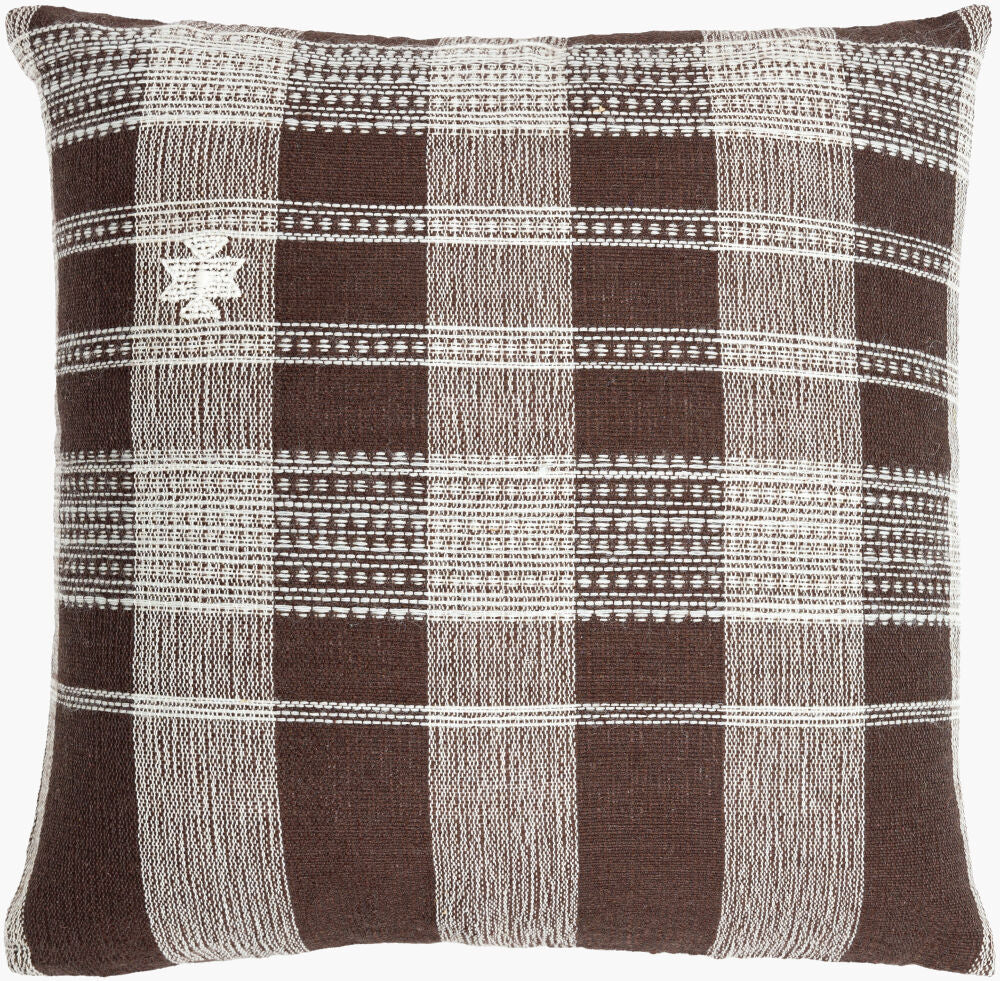 Myrna Accent Pillow — Dark Brown/White
