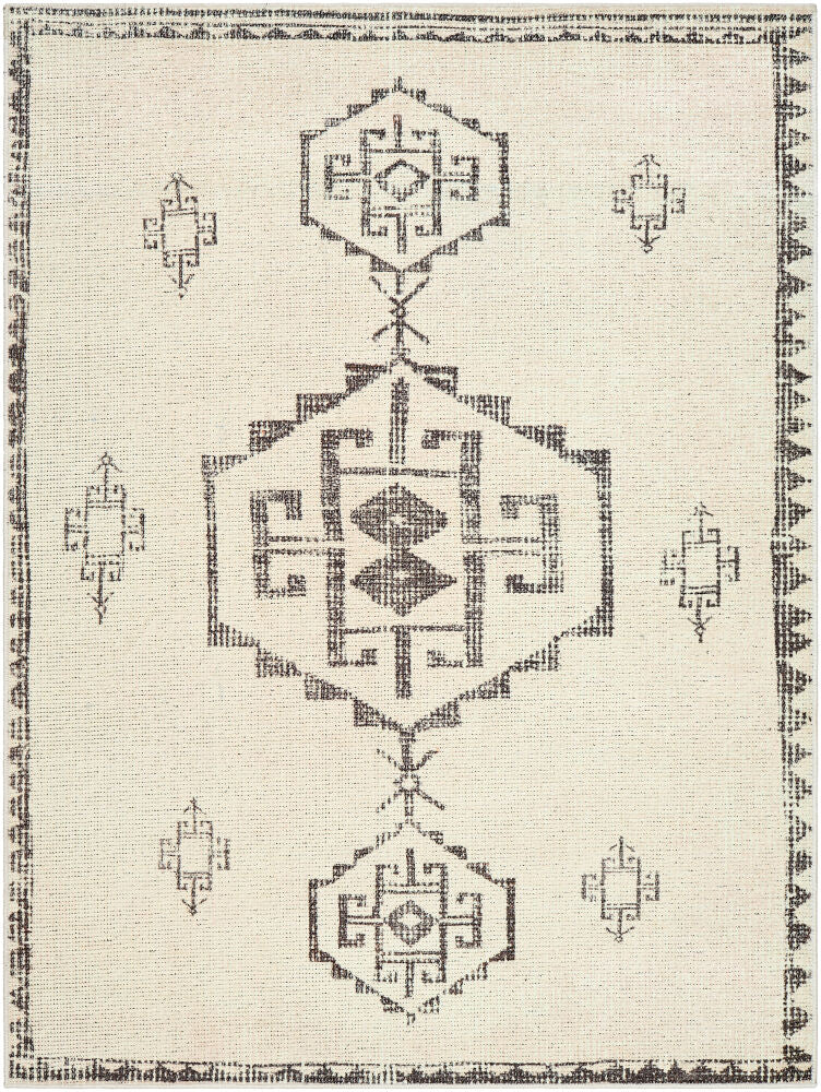 Solana Machine Woven Rug — Beige/Black