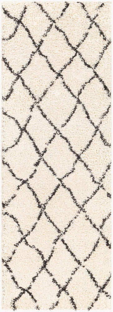 Beni Shag Machine Woven Rug — Black/Cream