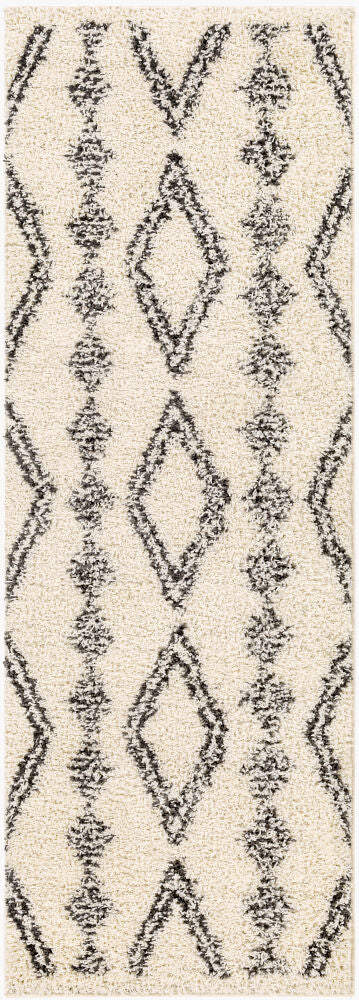 Beni Shag Machine Woven Rug — Black/Cream