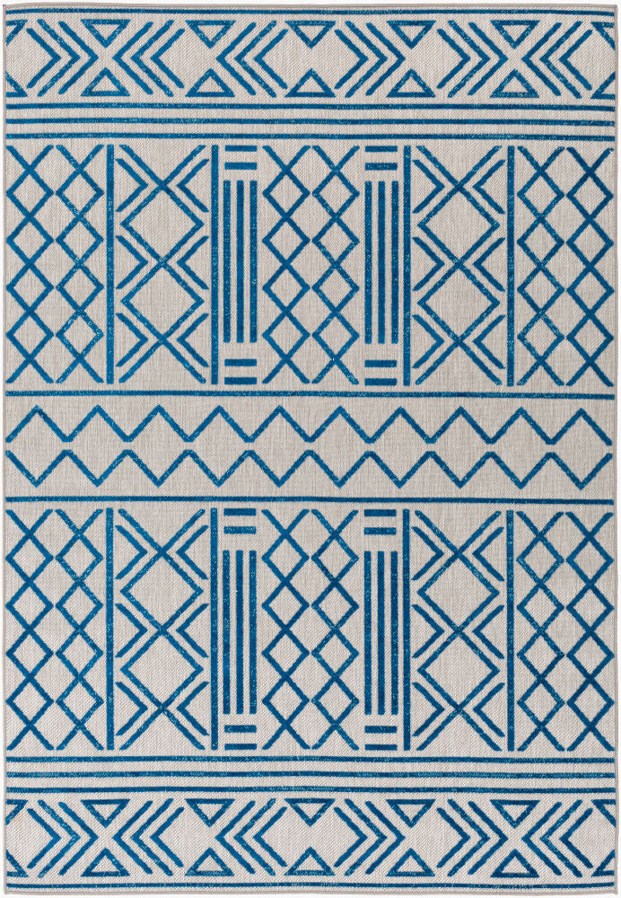 Big Sur Machine Woven Rug — Blue/Medium Gray