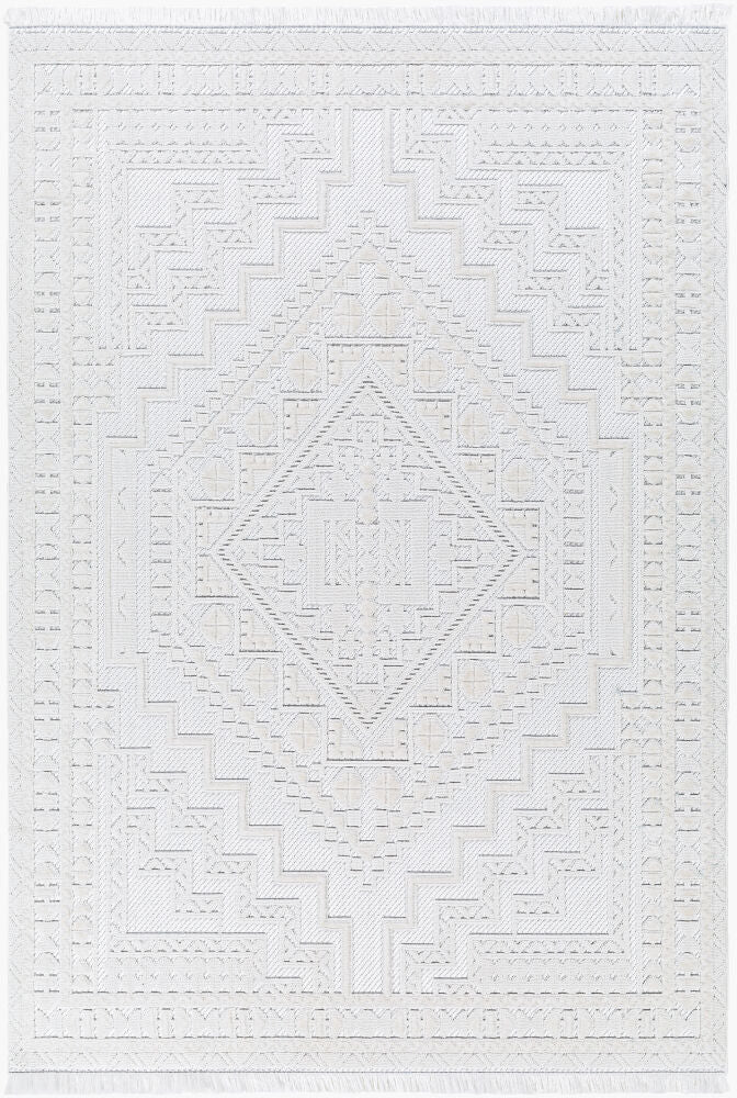 Broadway Machine Woven Rug — White