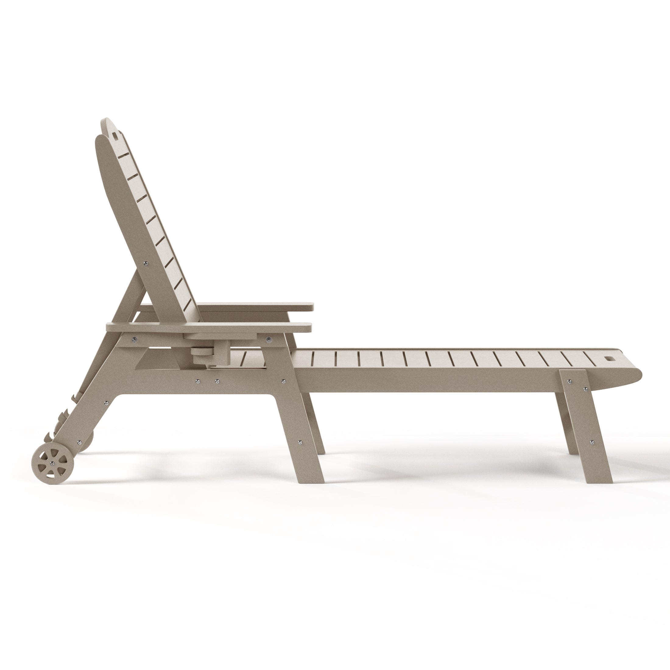 Santa Barbara Reclining Chaise Lounge with Cup Holder and Wheels Weathered Wood Seahawk Designs Patio Chaise Lounges